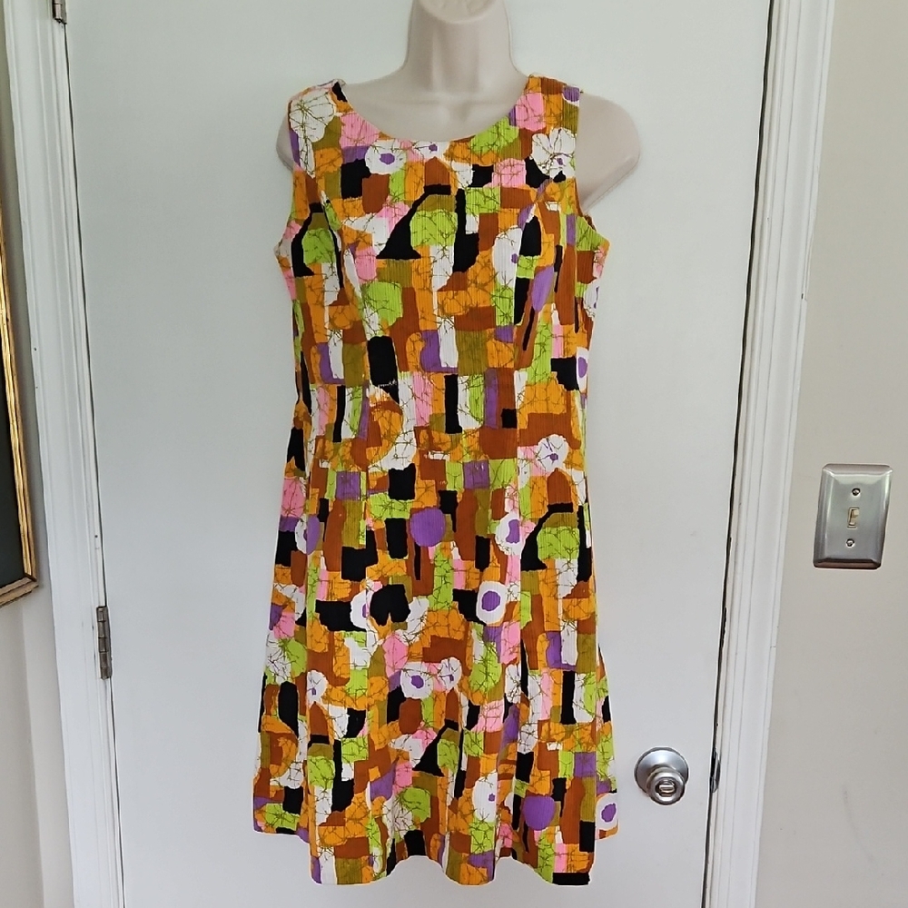 Vintage 70's John Abbbott Abstract Floral Shift Dress Size M